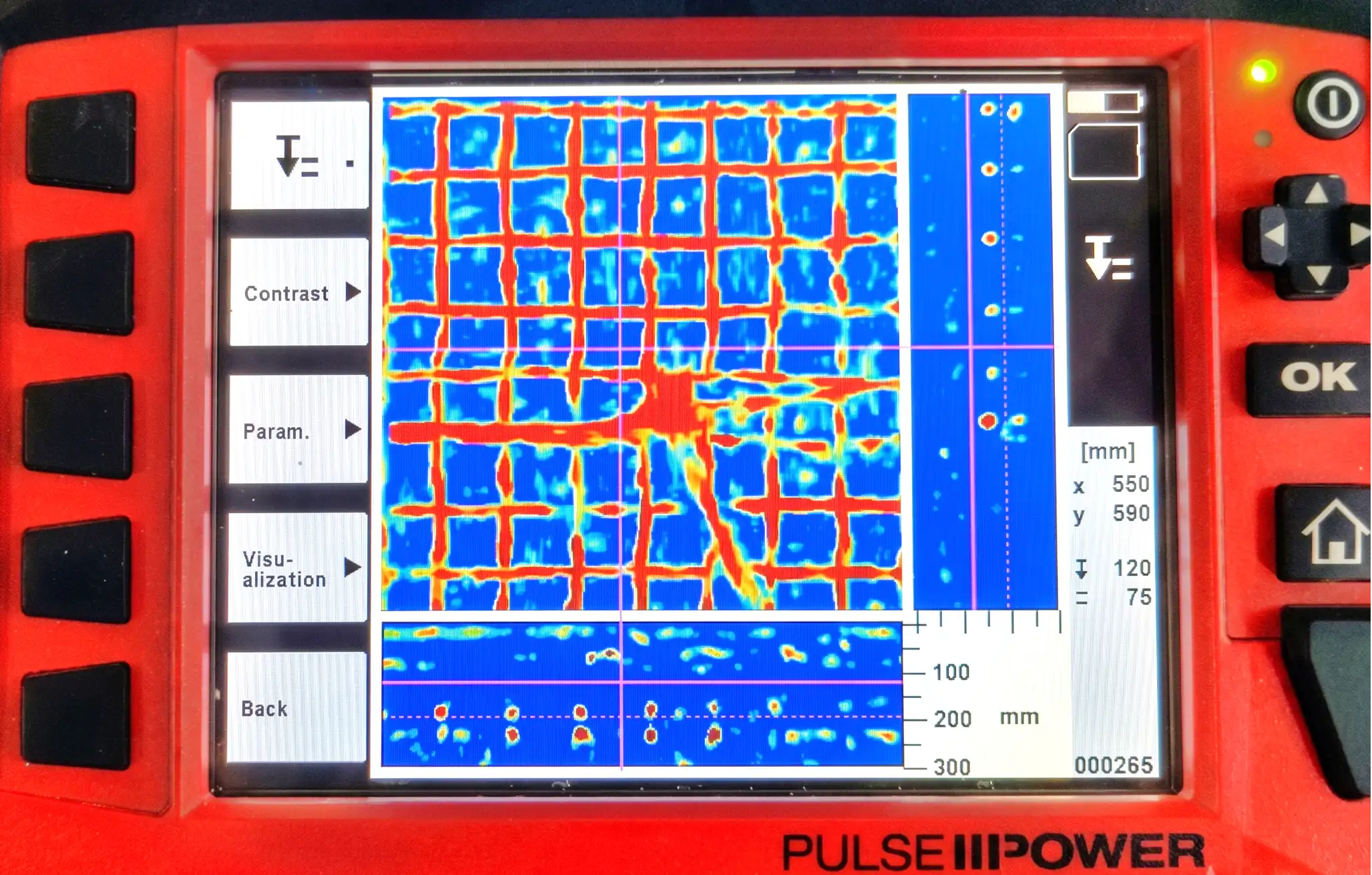 Grid scan output used to classify corrosion extent on the marine jetty