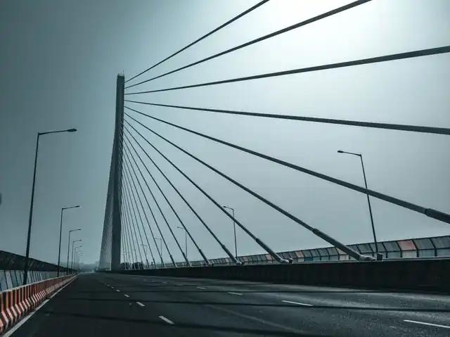 Cable-stayed bridge and highway infrastructure